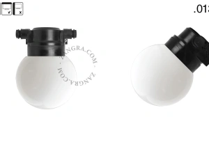 badrum svart vägglampa med glasskärm - IP54