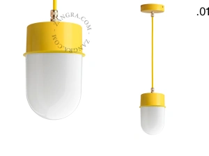 yellow pendant light - glass shade - Ø 10 cm