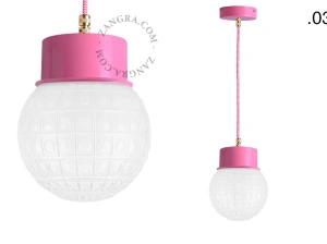 lámpara colgante rosa - pantalla de vidrio - Ø 10 cm