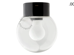 candeeiro de parede ou de teto em porcelana preta - abajur de vidro - Ø 10cm - IP54