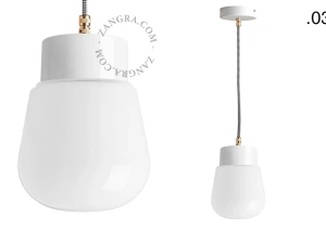 hvid pendellampe - glasskærm - Ø 10 cm
