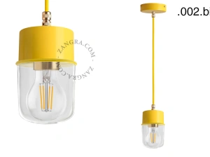 candeeiro suspenso amarelo - abajur de vidro - Ø 8,5cm