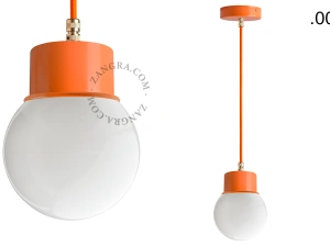orange pendellampa - glasskärm - Ø 8,5 cm