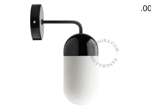 applique en porcelaine noire - globe en verre