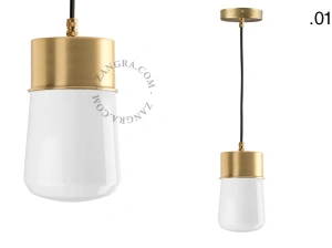 brass pendant light - glass shade - Ø 10 cm
