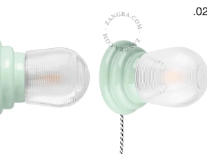 zielona porcelanowa lampa ścienna Art Deco Danilo z włącznikiem