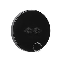 double interrupteur noir avec 2 boutons poussoirs en laiton noir