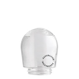 Clear ribbed glass diffuser for light fixtures.