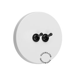 interrupteur double blanc avec 2 leviers en laiton nickele