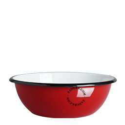 Red enamel bowl.