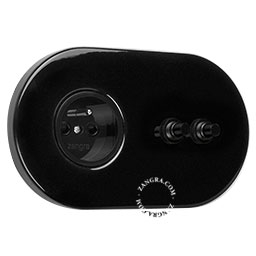 Black outlet and integrated push double switch