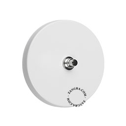 White and nickel round pushbutton switch