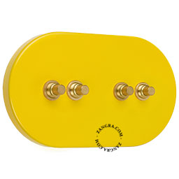 Sonnette jaune avec 4 boutons en laiton