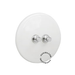 white porcelain switch - double nickel-plated pushbuttons