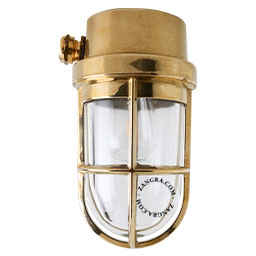 marine-inspired brass wall or ceiling light with transparent glass