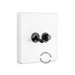 White porcelain square-shaped switch.