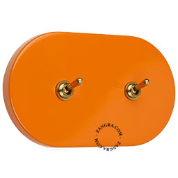 grand interrupteur orange avec 2 leviers en laiton brut