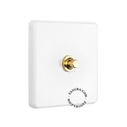 White porcelain square-shaped push-button.