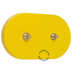 double bouton-poussoir jaune et encastrable avec boutons en laiton