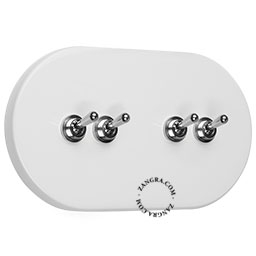 interrupteur blanc avec 4 leviers en laiton nickele