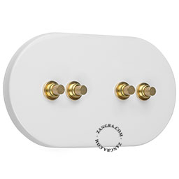 interrupteur blanc avec 4 boutons-poussoirs en laiton brut