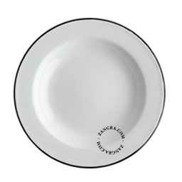 White enamel soup plate.