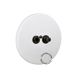 matte white porcelain switch - two-way or simple black toggle switch & pushbutton