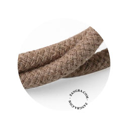 Electrical cable covered in taupe cotton.