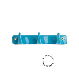 turquoise porcelain towel rack with 3 hooks