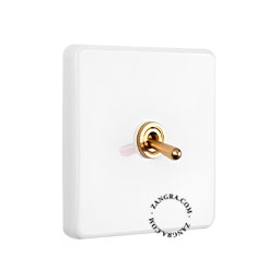White porcelain square-shaped switch.