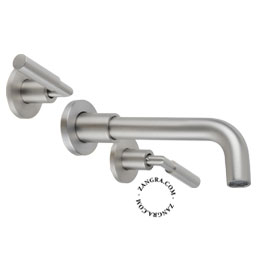 Concealed wall-mounted tap.