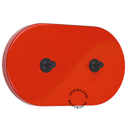 interrupteur-poussoir double couleur rouge avec 2 boutons-poussoirs noirs