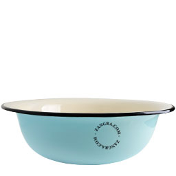 Light blue enamel salad bowl