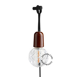 lampe baladeuse en porcelaine marron à suspendre avec fiche et prise