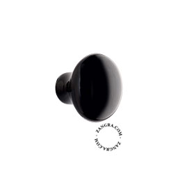Round black porcelain drawer knob