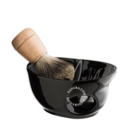 Black porcelain shaving bowl.