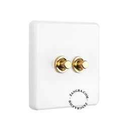 White porcelain square-shaped push-button.