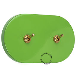 Oval large green double toggle light switch.