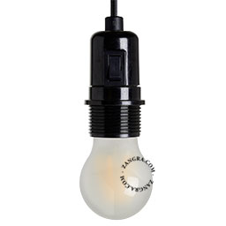 E27 lampholder in black bakelite with switch.