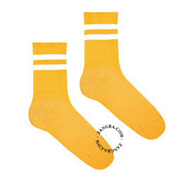 chaussettes unisexes jaunes en coton bio