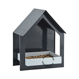 black wall mounted bird feeder