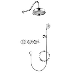 Retro shower set with rain and hand shower.