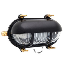 black brass marine wall light for bathroom or outdoor use