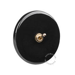 black porcelain switch - two-way or simple brass toggle switch