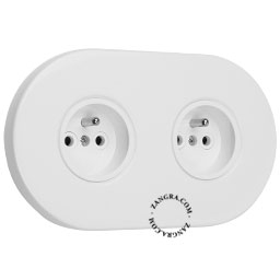white double flush mount socket