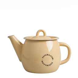 Caramel brown enamel teapot.
