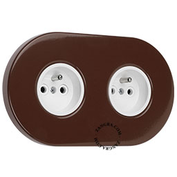 brown double flush mount socket