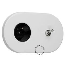 Produto tomada embutida em branco e interruptor bidirecional ou simples - alavanca niquelada Imagem