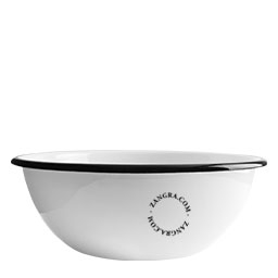 Large white enamel bowl.