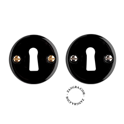 keyhole covers in black porcelain